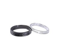 HYHWYD Juego de 2 anillos de pareja con corazón a juego para mujeres y hombres, amantes para siempre, anillo de boda sin fin, Resizable, Metal, Sin piedras preciosas