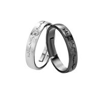 HYHWYD Juego de 2 anillos de pareja con corazón a juego para mujeres y hombres, amantes para siempre, anillo de boda sin fin, Resizable, Metal, Sin piedras preciosas