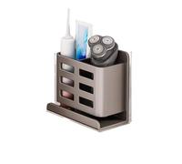 HYHWYD Tubo de almacenamiento multifuncional de aluminio para lavabo, cepillo de dientes y maquinilla de afeitar, estantes de baño montados en la pared (gris, S)