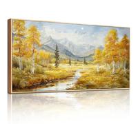 hyidecorart Cuadros Decoracion Salon Modernos Grandes, 73x146 cm Bosque Dorado Cuadros Decorativos, Cuadro en Lienzo con Marcos Adecuado para Dormitorios Pasillos Comedores
