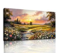 hyidecorart Grandes Cuadros Decoracion Salon Modernos, 73x146 cm XXL Lienzos Decorativos Pared Dormitorios, Laminas Decorativas Pared Río Fluyendo al Atardecer, Wall Art Comedor Oficina Pasillo Baño