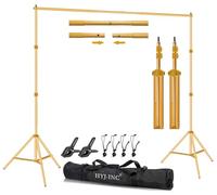 HYJ-INC 10 pies x 7 pies - Sistema de Soporte de Fondo de fotografía Ajustable Dorado con Bolsa de Transporte para fotografía de Retratos y Estudio