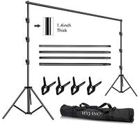 HYJ-INC Kit de Soporte de Fondo de Muselina Ajustable Resistente para Estudio fotográfico de 10 x 10 pies para fotografía con Bolsa de Transporte, 4 Abrazaderas de Resorte