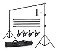 HYJ-INC 12ft x 10ft Photo Video Studio - Soporte de fondo ajustable para fotografía de muselina con bolsa de transporte, 4 abrazaderas de resorte