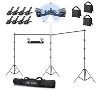 HYJ-INC Estudio de Video fotográfico de 20 pies de Ancho x 10 pies de Alto, Resistente, Ajustable, Ancho y Largo, Kit de Sistema de Soporte de Fondo con Abrazaderas de Resorte, Bolsas de Arena, Bolsa