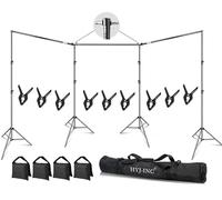 HYJ-INC Estudio fotográfico de video de 30 pies de ancho x 10 pies de alto, resistente, ajustable, ancho y largo, kit de sistema de soporte de fondo con 9 abrazaderas, 4 bolsas de arena, bolsa de