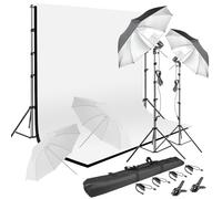 HYJ-INC Kit de iluminación continua para paraguas de fotografía, kit de telón de fondo de muselina (blanco y negro), abrazadera de clips de telón de fondo, sistema de soporte de fotografía de fondo