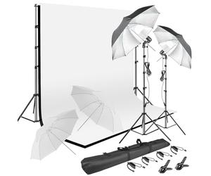 HYJ-Inc Kit de iluminación Continua para Paraguas de fotografía, Kit de telón de Fondo de Muselina (Blanco y Negro), Abrazadera de Clips de telón de Fondo, Sistema de Soporte de fotografía de Fondo