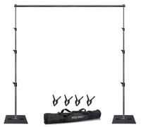 HYJ-Inc Kit de Soporte de telón de Fondo de Alta Resistencia para fotografía de Tubo y Cortina, Soporte de Fondo Ajustable para Fotos de 10 x 10 pies con Base de Metal, 4 Abrazaderas, Bolsa de