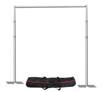 HYJ-INC Kit de soporte para telón de fondo, 10 x 10 pies, soporte de telón de fondo ajustable resistente con base plana, bolsa de transporte para eventos, fiestas de cumpleaños, exhibiciones y