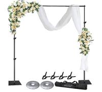 HYJ-Inc Pipe and Drape - Kit de Soporte de Fondo de fotografía Ajustable de 10 pies x 8 pies con Base de Metal para Fiestas, Bodas, Fiestas de cumpleaños, Eventos, Cabina de Fotos con 4 Abrazaderas
