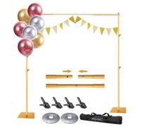 HYJ-INC Pipe and Drape - Kit de soporte para telón de fondo de fotografía, soporte de fondo de fotos ajustable dorado de 10 pies x 6.5 pies con base de metal para fiestas, bodas, fiestas de