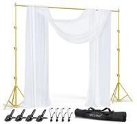 HYJ-INC Soporte de Fondo para fotografía de 10 x 10 pies, Dorado, Soporte de Fondo Ajustable para Fiestas, Soporte de Fondo para Fotos, Soporte de Fondo con Bolsa de Transporte, Abrazadera.
