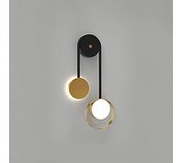 HYJAUSXB Aplique de Pared LED geométrico Negro Moderno, Pantalla de Globo Blanca Dorada, iluminación de cabecera Sencilla para Sala de Estar Interior y Dormitorio.