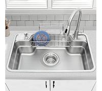 HYJAUSXB Barra de Cocina Grande Negra Grifo extraíble, desagüe purificador y Kits de instalación, Acero Inoxidable 304 de un Solo tazón, Barra de preparación (tamaño: 78