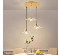 HYJAUSXB Lámpara Colgante de 3 Luces con pétalos de Flor de Loto Transparente para Cocina, Isla de Cristal, nórdica, Moderna, Ajustable, para Comedor, Bar, cafetería, vestíbulo de Granja (Color: