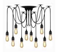 HYJAUSXB Lámpara Colgante Moderna, Estilo clásico Edison Negro, Estilo Antiguo, para Comedor y Dormitorio, 10 Luces, E27