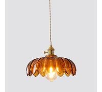 HYJAUSXB Lámpara Colgante Moderna y Creativa de Estilo Vintage, de Cristal Rojo, de una luz, Estilo Industrial, para Loft, cafetería, con Pantalla Naranja y Azul, Fabricada en China.