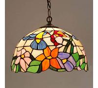 HYJAUSXB Lámpara de araña Creativa Moderna Estilo Tiffany, lámpara de Techo de vitral Vintage con Pantalla, iluminación Colgante de decoración de Granja Retro para Sala de Estar y do