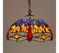 HYJAUSXB Lámpara de araña Creativa Moderna Estilo Tiffany, lámpara de Techo de vitral Vintage con Pantalla, iluminación Colgante de decoración de Granja Retro para Sala de Estar y do