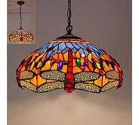 HYJAUSXB Lámpara de araña Creativa Moderna Estilo Tiffany, lámpara de Techo de vitral Vintage con Pantalla, iluminación Colgante de decoración de Granja Retro para Sala de Estar y do