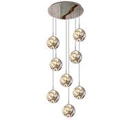 HYJAUSXB Lámpara de araña Creativa Moderna y Grande, 8/10/12/15/18 Luces LED para Escalera de Villa, Bola de Cristal Gris Ahumado, Base de Acero Inoxidable, iluminación Colgante Moderna par