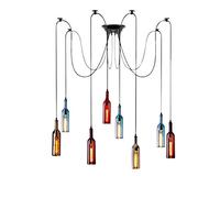 HYJAUSXB Lámpara de araña Moderna y Creativa, Cristal Color Vino, 5 Luces, Estilo Retro Industrial, Colgante de Techo E27 para cafetería, Restaurante, Cocina, Comedor y Bar (Redon