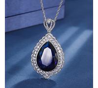 HYJYGM 18 * 25mm Ruby Sapphire Pendant Necklace for Women Gemstone Jewelry Gifts Accessories