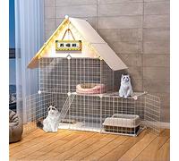 HYJYGM 2-Tier Enclosures Indoor Kennel Cat Crate Kitten Playpen Ferret Cage Dog Cages Dogs - For Small Animal,Puppies,Kitties,White-111x39x110c