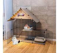 HYJYGM 2-Tier Enclosures Indoor Kennel Cat Crate Kitten Playpen Ferret Cage Dog Cages Dogs - For Small Animal,Puppies,Kitties,Black-111x39x110c