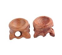 HYJYGM 2PCS Crystals Holder Gemstone Wooden Planter Stool Orb Base Decorative Crystal Sphere Display Glass Stand Egg Tray Solid Wood