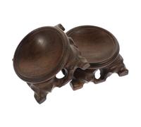 HYJYGM 2pcs Solid Wood Display Stand Natural Wood Carving Base Sphere Holder Crystal Display Pedestal for Ornament Showcase