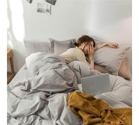 HYJYGM 80TC Long-Staple 4-Piece Bedding Full Thickened Brushed Duvet Cover, Sheet Set for Dorm & Home(Medium Gray,Queen)