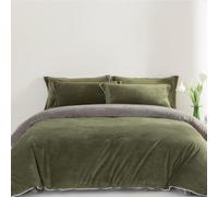 HYJYGM A-Class Velvet 4-Piece Bedding Set - Winter Warm Bed Linen for Home 4-Pieceskin -Friendly and Non-irritating(Olive Green,King)