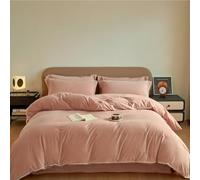 HYJYGM A-Class Velvet 4-Piece Bedding Set - Winter Warm Bed Linen for Home 4-Pieceskin -Friendly and Non-irritating(Solid Color Powder,King)