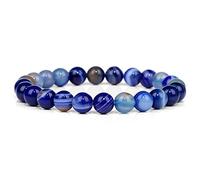 HYJYGM Blue Natural Stone s for Men White Moonstone Black Lava Beaded Stretch Lapis Lazuli Yoga Jewelry,10.Blue Dot Stone,23 Cm