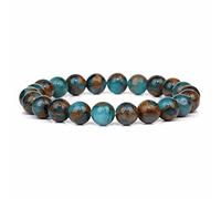 HYJYGM Blue Natural Stone s for Men White Moonstone Black Lava Beaded Stretch Lapis Lazuli Yoga Jewelry,10.Blue Dot Stone,23 Cm