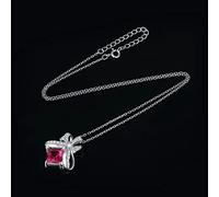 HYJYGM Bow Knot 3.9ct Created Pink Sapphire Pendant Necklace for Woman no Chain