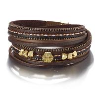 HYJYGM Braided Double Wrap Crystal Beads Party Jewelry - Dark Coffee
