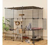 HYJYGM Cage,Cat Metal Kennel Ferret Enclosure Chinchilla Ramp/Ladders/Hammock For Pet Closed Cat Cage with Litter Box,Black-75x49x109CM