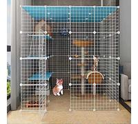 HYJYGM Cage Enclosures Indoor Playpen Detachable Metal Cat Kennels Ferret Crate Pet Large Exercise Place,with Ramp Ladders Hammock and Bed - Ideal For 1-4,147x111x145cm