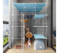 HYJYGM Cage Enclosures Indoor Playpen Detachable Metal Cat Kennels Ferret Crate Pet Large Exercise Place,with Ramp Ladders Hammock and Bed - Ideal For 1-4,111x111x145cm