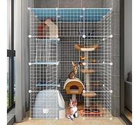 HYJYGM Cage Enclosures Indoor Playpen Detachable Metal Cat Kennels Ferret Crate Pet Large Exercise Place,with Ramp Ladders Hammock and Bed - Ideal For 1-4,110x75x145cm
