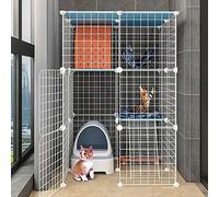 HYJYGM Cage Enclosures Indoor Playpen Detachable Metal Cat Kennels Ferret Crate Pet Large Exercise Place,with Ramp Ladders Hammock and Bed - Ideal For 1-4,75x75x109cm