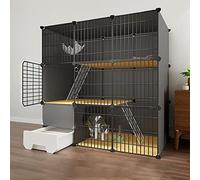 HYJYGM Cage Playpen Large Cat Enclosure 1/2/3 Tier Small Animals Fence Anti-Jumping Kitten Crate Indoor Use Pet Cages For Cats,Bunny,Chinchilla,Black,Black-111x49x111(2)
