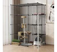 HYJYGM Cages Cage Kennel Cat Playpen Detachable Metal Wire Indoor Kennels Crate Large Exercise Place Ideal For 1-4 Cats,111x75x146cm(A)