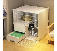HYJYGM Cages Indoor Crate Playpen Enclosure Detachable Metal Kennels with Enclosed Cat Litter Box Dog Crates Dogs - For Small Animal,Puppies,Ki,75X49X75CM