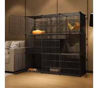 HYJYGM Cages Indoor,Large Crate Pet Playpen Cat House Kitten Pen Detachable Extra Cattery,Large Exercise Place Ideal For Cat,Black/White,Black-111x37x109cm