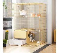 HYJYGM Cages Indoor Large with Litter Box,Wire Cage,Collapsible Cat Cage,Portable Guinea Pig Cage,with Resin Foot Pad Black/Yellow Sizes,Yellow-a-75 * 109cm