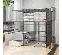 HYJYGM Cages Indoor Large with Litter Box,Wire Cage,Collapsible Cat Cage,Portable Guinea Pig Cage,with Resin Foot Pad Black/Yellow Sizes,Black-c-111 * 109cm